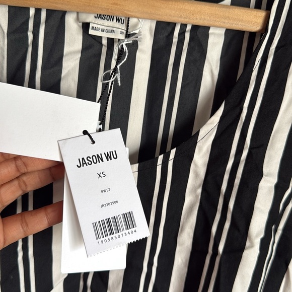 NEW JASON WU Striped crepe top XS - Picture 4 of 10